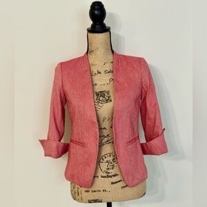 LOFT Salmon/Coral Blazer – Size 00P, New with Tags, Cotton-Linen Blend